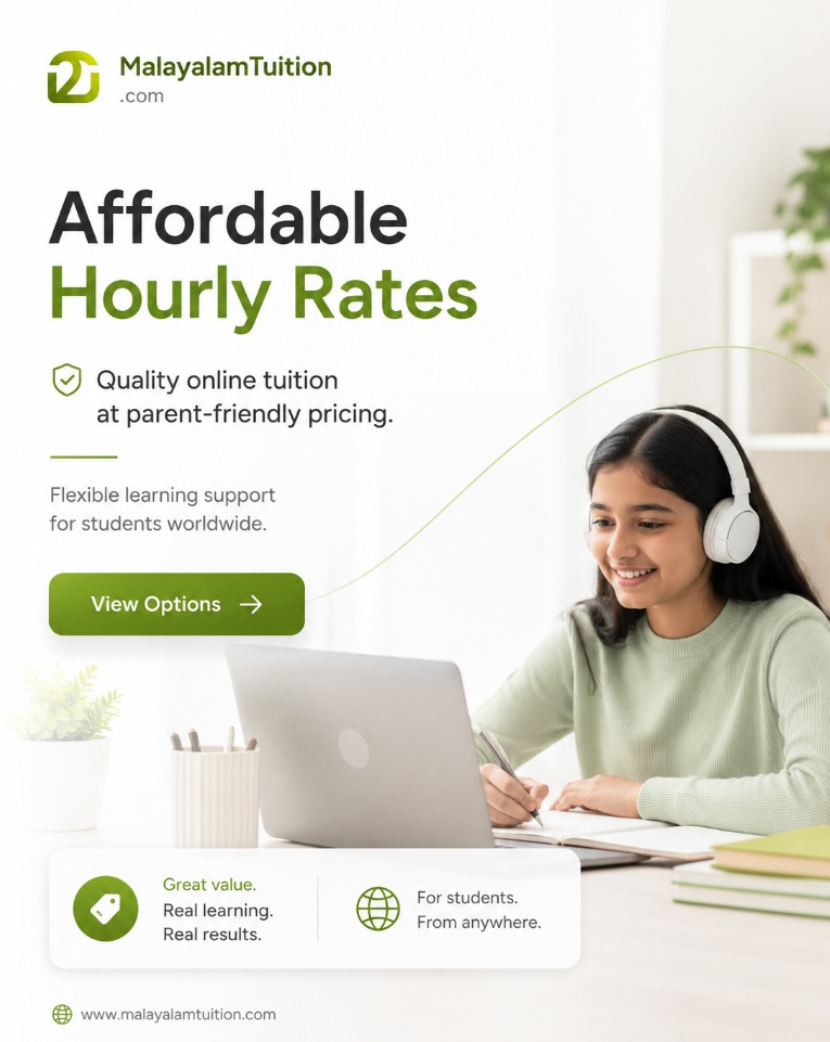 Affordable hourly rates for online Malayalam tuition