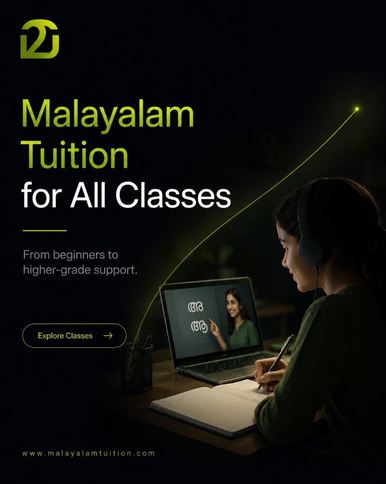 Student attending online Malayalam tuition for all classes at MalayalamTuition.com