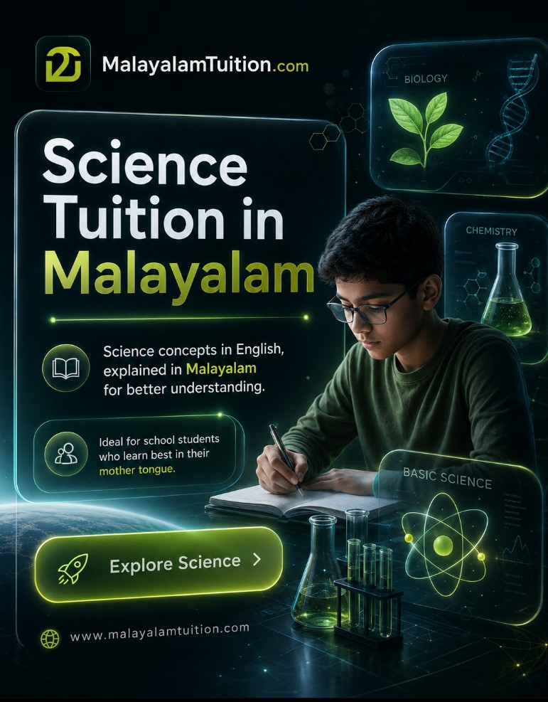 Student learning Science online — Physics, Chemistry and Biology tuition at MalayalamTuition.com